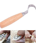 Kickass Stainless Steel Spoon Carving Knife And Hand Chisel Tools With Slick Ergonomic Grip For Badass Woodcut Chip Carving on solid oak.