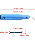Heavy Duty Deburring Tool Kit For 3D Printers With Durable Alloy Construction And Ergonomic Grip. Blue handle and cutter dimensions shown.