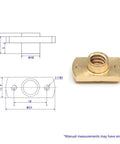 Diagram and photo of brass nut for 365mm T8 Lead Screw With 2mm Lead And Brass Nut Z Axis Upgrade Kit For Ender 3 V2 Neo