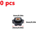M6 Star Knob Through Hole Thumbwheel Panel Mount Clamping Handle 10 Pack Black Plastic With Brass Insert Quick Draw Twist Knob measuring 24mm.