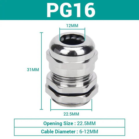 Eight Pack PG16 Cable Glands Nickel Plated Brass Waterproof IP68 Adjustable Cord Grip Connectors With Gaskets And Locknuts