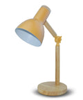 Wooden Arm LED Desk Lamp With 3 Color Temperature, Dimmable Brightness, Adjustable 18 Inch Height, White Matte Metal Shade, Non Slip Wood Base