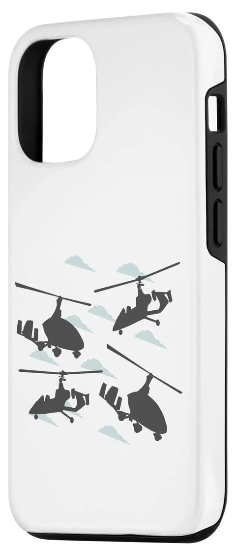 Case For iPhone 12 And 12 Pro Gyrocopter Model Silhouette Design For Autogyro Pilots And Aviation Fans Durable Two Part Protective Case