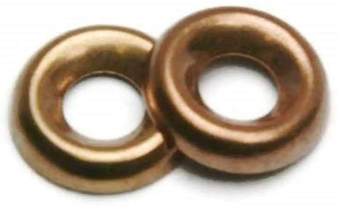 Silicon Bronze Finishing Cup Washers For Countersunk Screws Marine Grade Built To Last Salt Water Ready 0.306 Inch Inner Diameter 0.682 Inch Outer Diameter 0.134 Inch Thick Size 12 Pack Of 100, close-up