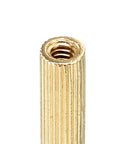 Close-up of Rock Solid M2 Male Thread Brass Standoff Spacer Screws for PCB Electronics Projects, 23mm, gold tone finish.