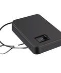 Portable Pistol Safe for Travel and Cars Handgun Lock Box with 3 Digit Combination Lock Concealed Under Seat Safe with cable, black