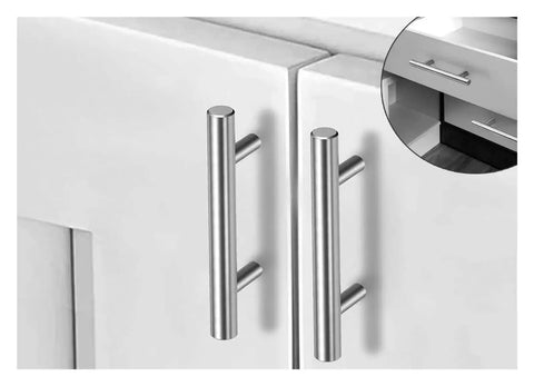 Stainless Steel Cabinet Drawer Handles 224mm Long, Universal Furniture Hardware for Kitchen Cabinets and Drawers, Installed on White Doors