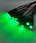 Ten Pack Green LED Indicator Pilot Lights For Panel Mount 12 To 24V AC DC With 6 Millimeter Hole Size Plastic Indicator Lamps For Power Status Signals And Telecom Equipment green LED lights