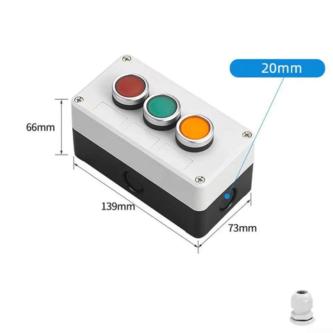 Industrial Grade 22mm Panel Mount Push Button Switch Box With Self Locking On Off Toggle, IP65 Waterproof and Oil Resistant Seal