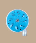 Top view of the Beefy 2200W Hydro Generator 220V Micro Hydroelectric Water Turbine for creek, with blue cover and aluminum casing.