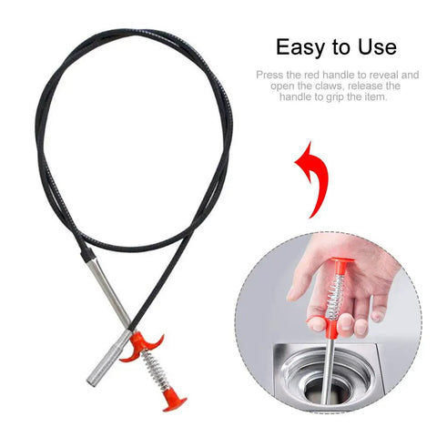 Flexible Grabber Claw Reacher Tool With Four Claws Bendable Hose Pickup For Hard To Reach Drains Sinks Toilets And Litter Cleanups 22 Inch Reach Easy Grip One Hand Operation Durable And Versatile Home Helper