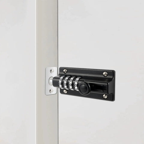 Two Pack Thickened Zinc Alloy Combination Barrel Bolt With Password Setting, 4-Wheel Digital Code, on white door, black 4.8 inch