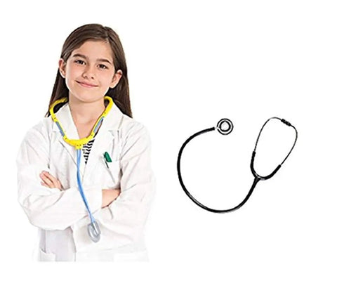 Child in Kids Lab Coat Set With Soft Touch Fabric And Realistic Stethoscope, White Medical Costume For Role Play, Size 8 To 10