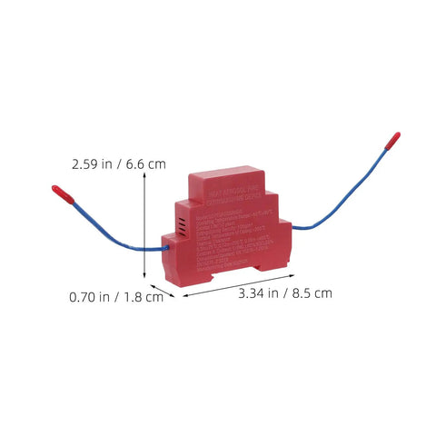 Auto Aerosol Fire Extinguishers With Dual Nozzles For Slick Hands Off Flame Control And Bulletproof Emergency Cover. Compact red device with blue wires.