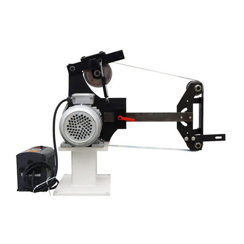 Industrial Workhorse Variable Speed Belt Sander 71 Inch Knife Grinder With Three Heavy Duty Wheels For Fast Rust Removal And Showroom Smooth Finishing On Metal Wood Ceramic Tools 110v side view