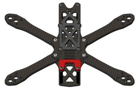 Sturdy Stretch X FPV Frame Kit for 5/6/7 Inch Drones, carbon fiber chassis, top view, 6mm 290mm frame, dope freestyle ready