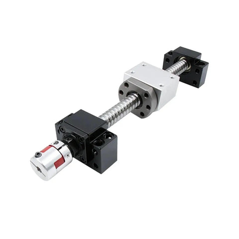 Rolled Ball Screw Set With C7 Precision Flange End Machined Single Ball Nut Includes BK And BF20 Adapters, ball nut housing, coupler