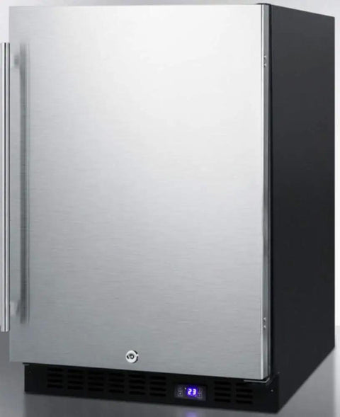 Slick Stainless Steel Undercounter Freezer With Dope Frost Free Tech And Kickin Up 24 Inch Space For Built In Or Freestanding Setup Featuring Digital Controls And Factory Installed Lock For Super Chill Kitchen Storage, front view.
