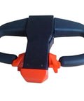 CH 01 Tiller Head Operating Handle And Actuation Lever Assembly With Et 126 Throttle Pedal Controller For Electric Stacker Pallet Trucks, black handle with orange accents.
