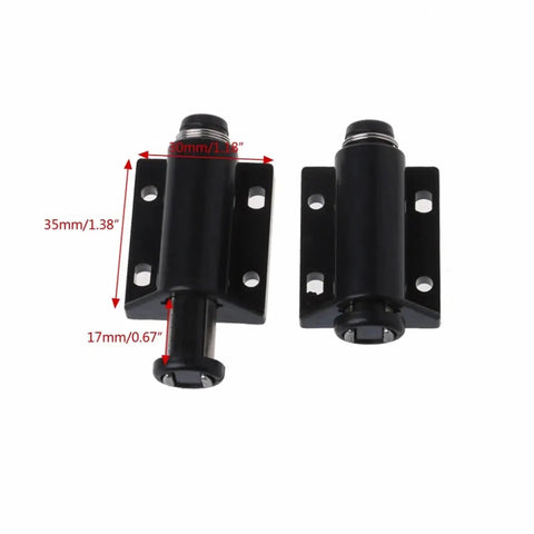 Magnetic Touch Latches 2Pcs Set For Handleless Cabinets And Cupboards No Handle Slick Invisible Open System, black set with measurements
