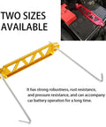Badass Car Battery Hold Down J Bolts Forged From Tough 304 Stainless Steel To Lock Down Your Juice Box Tight; showing yellow and red battery ties.