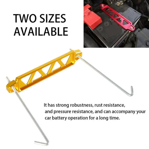 Badass Car Battery Hold Down J Bolts Forged From Tough 304 Stainless Steel To Lock Down Your Juice Box Tight; showing yellow and red battery ties.
