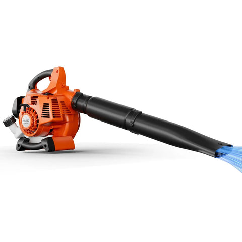 Beast Power 25.4cc Gas Leaf Blower with 432 CFM airflow and 180 MPH wind, orange handheld design, ergonomic handle visible