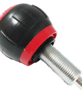 M16 Adjustable Spring Knob Pull Pin Universal Exercise Bike Replacement Parts Heavy Duty Plastic And Metal Fitness Knobs close-up of black and red fitness knob.