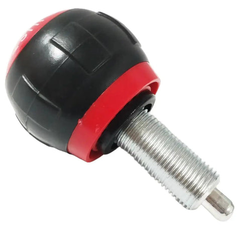 M16 Adjustable Spring Knob Pull Pin Universal Exercise Bike Replacement Parts Heavy Duty Plastic And Metal Fitness Knobs close-up of black and red fitness knob.