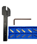 Three Eighths Inch Lathe Grooving And Cutoff Tool Holder With MGMN150 Grooving Inserts For Stainless Steel And Steel kit