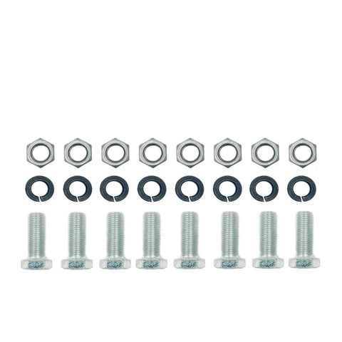 Trailer brake mounting hardware kit with silver hex nuts, split lock washers, and bolts