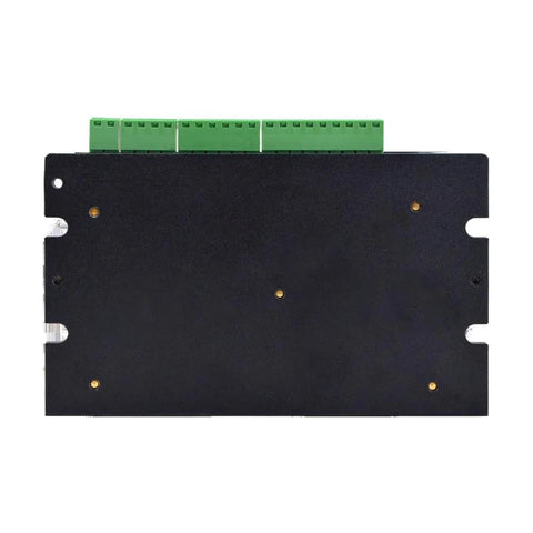 Front view of STEPPERONLINE closed-loop stepper driver module; black enclosure with green terminal blocks on top