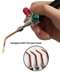 Mini Oxygen Torch Kit With Five Precision Nozzles And Steady Flame Control showing hand-held unit with interchangeable tips for welding.