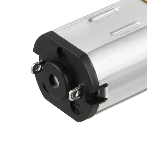 Close-up of Mini DC Geared Motor With Full Metal Gearbox 3V 5RPM showing metal gearbox and terminals for precise projects