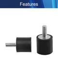 Eight Piece M4 Rubber Vibration Isolator Set With 13x13mm Stud Mounts, Heavy Duty Anti Vibration Dampers For Mini Split Heat Pumps, Diesel Engines, Harvesters, Water Pumps And Generators, black rubber stud mount