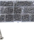 Durable Aluminum And Steel Pop Rivets Kit With Ten Sizes M1 M2 M3 M4 Cross Flat Head Self Tapping Fasteners in a plastic case