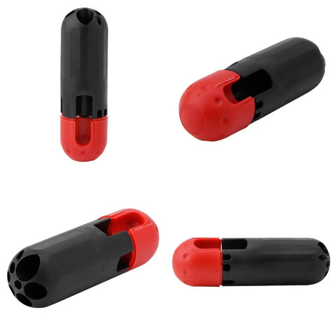 Four red and black ABS hex key extension rods with auxiliary handle grips, finger saver T-handle adapters, and secure rotary lock for Allen wrenches.