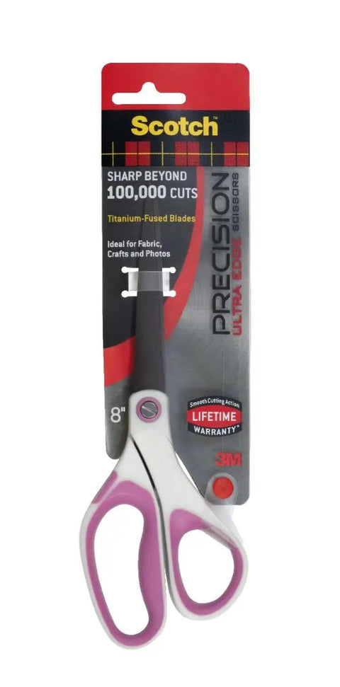 Ultra Edge Titanium Fused Scissors 8 Inch 3 Pack Pro Grade Sharp Blades With Comfort Grip in packaging front view
