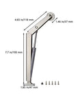 Soft Close Lid Support System With 250N Gas Struts, Heavy Duty Hinges, side view dimensions, screws included