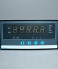 Front view of 5-Digit Load Cell Display Controller With Dual Alarm Relay Outputs Pro Grade Digital Panel Meter For Gross Net Peak And Valley Readouts Zero Tracking And Auto Zero Industrial Weight And Force Monitoring Module