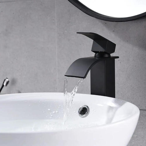 Ultra Sleek 16x16 Inch White Round Bathroom Sink Vessel Porcelain Ceramic for Above Countertop Install with Matte Black Faucet