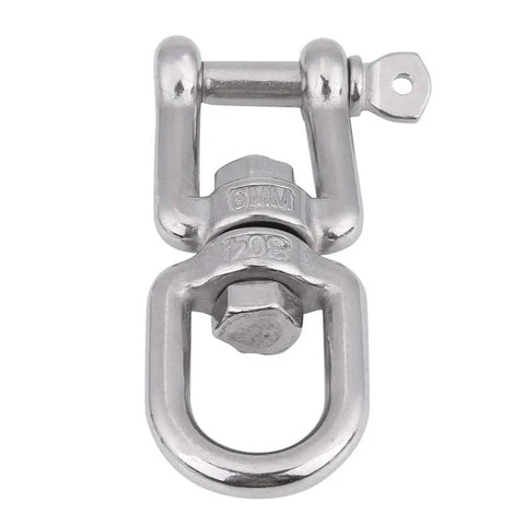 Built Like A Tank 304 Stainless Steel Swivel Shackle With Heavy Duty Snap Ring For Marine Gear And Industrial Rigging Rust Proof Direct Replacement Part For 6mm Rope crafted in shiny stainless steel.