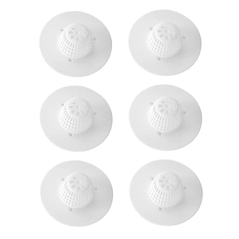 Jauarta Plastic Bathtub Drain Stopper, Effective Hair Trap in a set of six, durable white plastic, designed for standard drains.