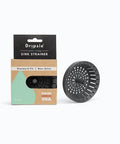 Kitchen Sink Strainer 3.25 Inch Anti Clog Food Catcher Flexible Drain Basket Dishwasher Safe Standard Fit Made In USA Gray 2 Pack Rimless Design For Easy Water Flow And Mess Free Cleanup displayed with packaging