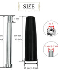 Built Tough Revolving Handle Knob Handwheel M12 X 120mm Threaded Stem dimensions and components overview, black Bakelite grip