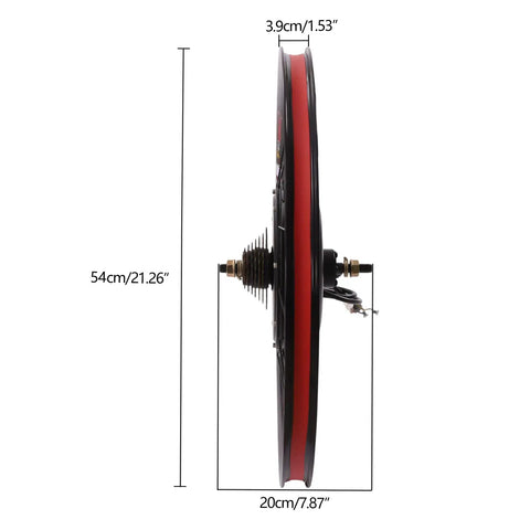 Side view of 72V 2000W Rear Wheel Motor Electric Bike Kit With Multifunction Display showcasing dimensions and motor thickness.
