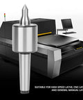 High Accuracy Triple Bearing Live Center For Metal Lathe Turning With Dustproof Seal shown with lathe machine