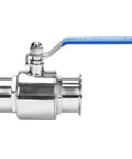 Side view of 3 Inch Tri Clamp Clover Ball Valve Stainless Steel 304 PTFE Lined With 3 Inch Tube OD Built Tough For Heavy Duty Fluid Control