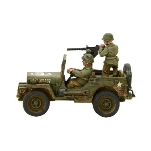Ford GPW Inspired US Army 4x4 Go Anywhere Vehicle With 30 Cal MMG Metal Infantry Miniatures Kit 1:56 Scale 28mm side view