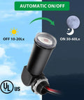 Outdoor Dusk To Dawn Photoelectric Sensor With Swivel Mount showing automatic on/off against day and night background